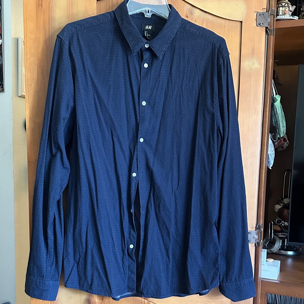 H&M Men's Dark Blue Casual Shirt